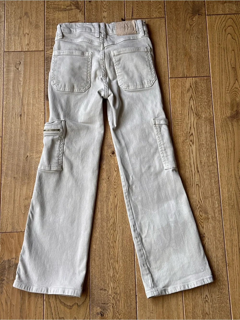 Zara Girls Gray Beige Flare Cargo Jeans size 9